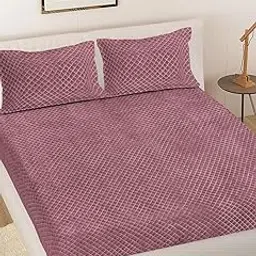 FABINALIV Rust Geometric Woollen Embossed King Size Fitted Double Bedsheet with 2 Pillow Covers (FLWEBS-1187-Rust)-image-20