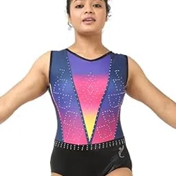 IKAANYA Girls/Women Sleeveless Rhinestone Leotard - Ideal for Gymnastics, Dance, Yoga, Acrobatics or Performance (Toddlers, Kids, Adults)-picture-11