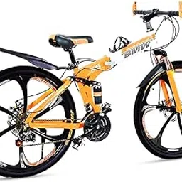 RIDERIGHT B.M.W X6 Cycle 6 Spoke Foldable Cycle with 21 Speed Gear Cycle with Dual Disc Brake Cycle Carbon Frame Suspension Bicycle for Men 26Inch Wheel Size, Cruiser Bike (Oragne)-picture-27