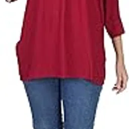 peppy hues Women's Mandarin Collar Rayon Viscose Top, 3/4th Sleeves, Perfect for Both Casual and Semi-Formal Occasions-picture-13
