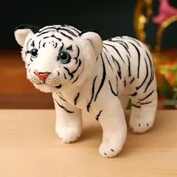 Tickles Standing Siberian White Tiger Soft Stuffed Plush Animal Toy for Kids Boys & Girls Birthday Gift (Color: White Size: 30 cm)-image-18