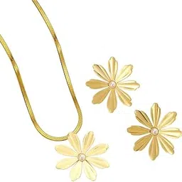Sparkle & shine stainless steel anti tarnish Latest Stylish Design Fancy Pearl western Necklace Jewellery Set for Women-image-74