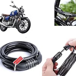 AUTO PEARL Multipurpose Heavy Duty, Security Number Lock, Bike Cable Lock Anti-Theft Protection Bicycle Number Locks Compatible with Hness CB350 (Black)-picture-27