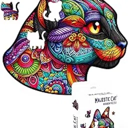 Nyaara Majestic Cat Jigsaw Puzzle | Travel Game | Zentangle Art Design Wooden Puzzle Toy for Kids and Adults (22 Pieces)-image-1