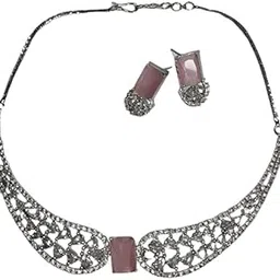 diva inspire Elegant White & Light Pink AD Stone Necklace Set for Women Jewellery for Wedding Reception & Festive Look-picture-10
