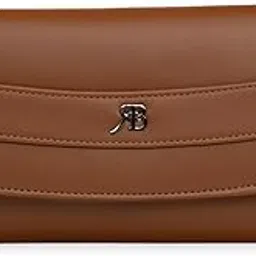 rich born Vegan PU Leather Dual Line Flap Wallet for Women | Ladies Tri-Fold Clutch Purse with Zip Coin Pocket, Card Holder, Cash Compartment | Stylish Long Travel Wallet for Girls (Tan)-picture-21