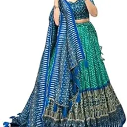 Women's Weddiing Special Tussar Silk With Leriiya Printed and Ikkat Printeed Lehenga Choli-picture-38