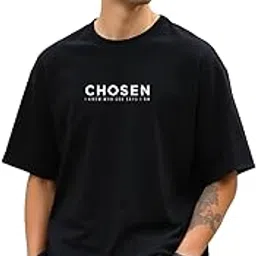 urgear Chosen Oversized T-Shirt, Black Cotton, Graphic Print Design-picture-51