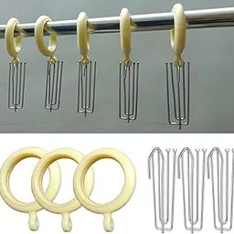 DEEGAAMART 12-Pack Jumbo Ivory Curtain Rings with Eyelets, 1.5-Inch Inner Diameter, Heavy Duty Rustproof Metal Drapery Rings with Pinch Pleat Hooks,Metal Drapery Pin Hooks Fits Up to 1.25-Inch Rods-picture-37