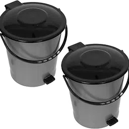 Kuber Industries Pedal Dustbin With Handle|Plastic Small Bin For Office, Kitchen, Bathroom|Waste bin/Garbage Bin/Trash Bin "5Ltr" |Pack of 2 (Grey & Black)-picture-34