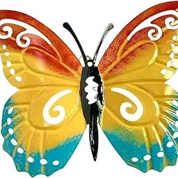 FABLOFT Metal Butterfly Wall Decor Wall Art Sculpture for Bedroom Centerpiece Office Yellow-picture-11