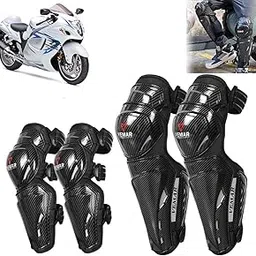 Auto Pearl Motorcycle Knee Shin Guards Elbow Pads, 4 in 1 PP Shell Motocross Knee Shin Safe Protection Armor for Moto Cycling Racing compatible with Hayabusa (Carbon Black, 4Pcs)-picture-47