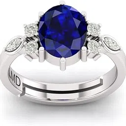 lmdprajapatis 8.25 Ratti 7.90 Carat Natural A + Quality Certified Gemstone Silver Plated Adjustable Ring For Women And Men-picture-33