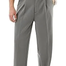 snitch Men Formal Trousers | Relaxed Fit Pleated Front Self-Design | Durable Polyester Blend & Smooth Texture for Office & Professional Settings-picture-13