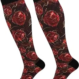 alaza Athletic Compression Socks Knee High Socks Stockings for Women Scarlet Rose Running Circulation Sport Football-picture-51