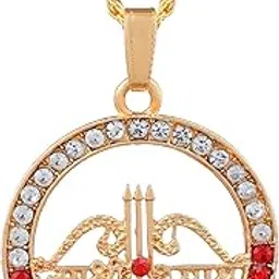 � Gold Cubic Zirconia Studded Khatu Shyam Teen Baan Dhari/?? ???? ????? Pendant Jai Shri Shyam Locket Jewellery For Men and Women-image-38