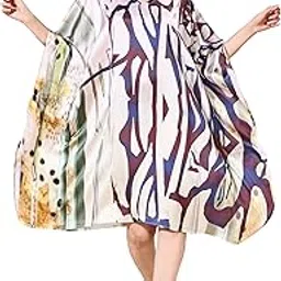 label aarna Soft Satin Short Kaftan with Digital Print and Hidden Adjustable Belt | Free Size [M-3XL] | Beach Wear | Resort Wear | Kaftan Dress for Women-picture-40
