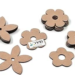 IVEI MDF Flower Cutouts/Embellishment - DIY Craft Materials - Floral Shaped MDF Blank Cutouts for Painting, Wooden Sheet Craft Board for Resin Art & Fluid Art, Mandala Art, Pyrography - Set of 15-image-30
