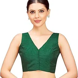 studio shringaar Women's Poly Silk Sleeveless Blouse image 1