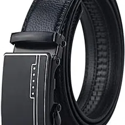 Ubervia Men's Leather Casual, Formal Belt with Automatic Adjustable Buckle (Black, 35"-41")-picture-22