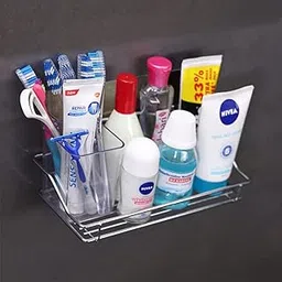 HOKIPO Magic Sticker Series Self Adhesive Chrome Plated Metal Kitchen Bathroom Shelves (Silver) - Set of 1-picture-27