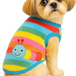 KUTKUT Rainbow Print Fashion Soft Flannel Fleece Shirt for Small Puppy/Cat, Winter Shirt for Shihtzu Puppy, Maltese, Papillon, Pekingese Etc. (Size: L, Chest: 45Cm, Back Length: 35Cm)-picture-23