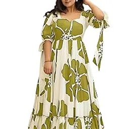 Women's Rayon Floral Printed Maxi Dress|One Piece for Women|Western Dress|Flared Dress for Women|Ankle Length Dress-image-33