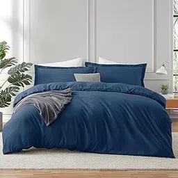 Duvet Cover (92"X110") Queen Size Brushed Microfiber Duvet Cover 92 x 110 Inches Soft Bedding Zipper Closure Bed Set Breathable Wrinkle Resistant (Navy Blue Solid)-picture-17