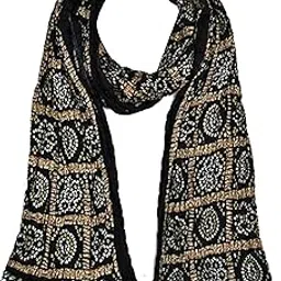 trendmalls Women's Bandhej Chinon Silk Dupatta (D01-Black)-picture-38