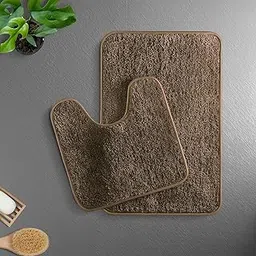 Amazon Brand - Umi Polyester Newman Contour Bath Mat – Washable, Anti Skid, Water Absorbent Contour Mats for Bathroom, Toilet, Wash Basin & Bathroom Contour Mat Set of 2 (Coffee 45x75 cm & 40x45)-image-33