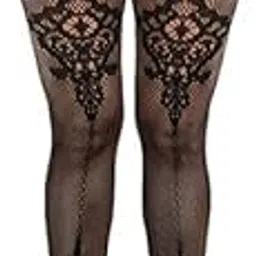 SHIARYA'S Fishnet Lingerie Womens Mesh Chemise One Piece Fishnet Suspender Stretchy Stockings for Women Black-picture-13