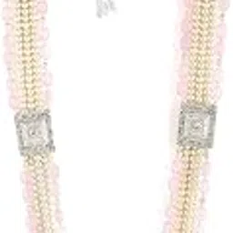 rubans Gold Toned & Pink Beaded Layered Necklace for Men, Groom with Pink and Gold Color Beads, Studded Design-picture-50