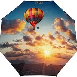 focupe Hot Air Balloon Sunset Print 3 Fold Auto Umbrella Waterproof and Wind-Resistant, Ideal Gift for Travel and Outdoor Activities-picture-26