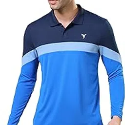 technosport Men's Slim Fit Color Block Long Sleeve Polo T-Shirt with Technocool+, SPF50+ and Anti Odour for Gym, Sports and Regular Use-picture-52