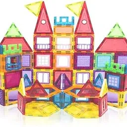 106 Pieces Magnetic Tiles Building Set for Kids | Colorful 3D Construction Blocks | STEM Creative Building Toy for Boys & Girls | Durable Magnet Tiles for Open-Ended Play-image-13