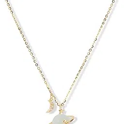 925 Silver Stellar Saturn Moonstone Pendant for Women | Gold Plated Chain Included Celestial Hypoallergenic Gift-image-4
