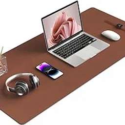 Multipurpose Desk Pad for Office & Home | Waterproof PU Leather Dual-Sided Work Mat | Extended Desk Pad with Non-Slip Rubber Base | Suitable for Laptops & Computers (Brown+Gray,80x40CM)-picture-21