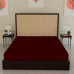 Rishu Linen Waterproof Soft Terry Cotton Fitted Mattress Protector Breathable Lycra Elastic Mattress Cover - Hypoallergenic Water Resistant Ultra Soft Bed Cover - Maroon - Single 36"x72"x12"-image-65