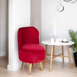 JUMBO CRAFTS Velvet Ottoman Pouffes Chair Sitting Puffy Stool Chair for Living Room Dressing Table Pouf Chair Sofa Type for Office Home Dcor - Red-picture-15