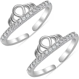 lecalla 925 Sterling Silver Toe Rings for Women | BIS Hallmarked Cubic Zirconia Womens Toe Ring Summer Beach Jewelry | Elegant and Comfortable Toering Jewellery Gift-picture-47