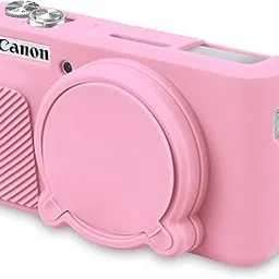 BOVKE Silicone Camera Case for Canon PowerShot SX740/ SX730 Digital Camera, SX740 Camera Soft Case Cover Rubber Camera Sleeve with Removable Lens Cover, Pink image 1