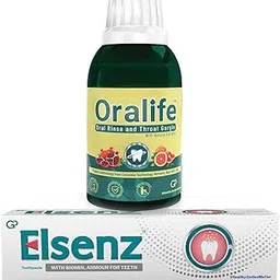 Oralife Pomegranate, Grapefruit Seed & Thyme Extract Natural (250ml x 1) Mouthwash Complete Oral Care and Elsenz Anti Cavity Tooth Decay Enamel Repair Improved Oral Health (70g x 1) Toothpaste (combo pack)-image-1