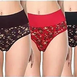 aquazzura Pack of 3 Women's High Coverage Pure Cotton Panties with Mid Elastic Waist Daily Use Hipster Brief Panty(AQ_Group 61)-picture-18
