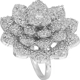 sasitrends Trendy Flower Designer American Diamond Stone Studded Adjustable Ring for Women and Girls-picture-55