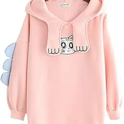 homry Prachikfashions Winter Wear Warm Fabric Loose Fit Soft with Hooded Neck Long Sleeves Comfortable Hoodie for Women (in, Alpha, S, Regular, Pink)-picture-48