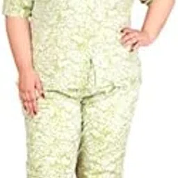 Cotton Night Suit, Floral Print, Plus Size Women, Short Sleeve-image-77
