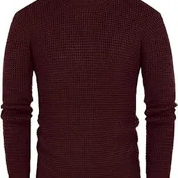 Mens Crewneck Pullover Sweater Waffle Textured Long Sleeve Knitted Sweaters-image-12