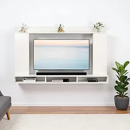 Morris Engineered Wood Wall Mount TV Unit/Set Top Box Stand with Display Shelves/Modern Tv Rack/Cabinet/Showcase for 43 inch TV (White) image 1