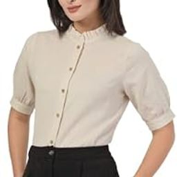 style quotient Women Solid Beige Regular Fit Flex Formal Shirt-picture-5