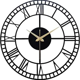 AUROMIN ; THE ART OF INGENUITY Designer Stylish Metal Analog Wall Clock for Home, Antique Big Size (Style 3, 40 Cm) (Black)-picture-27
